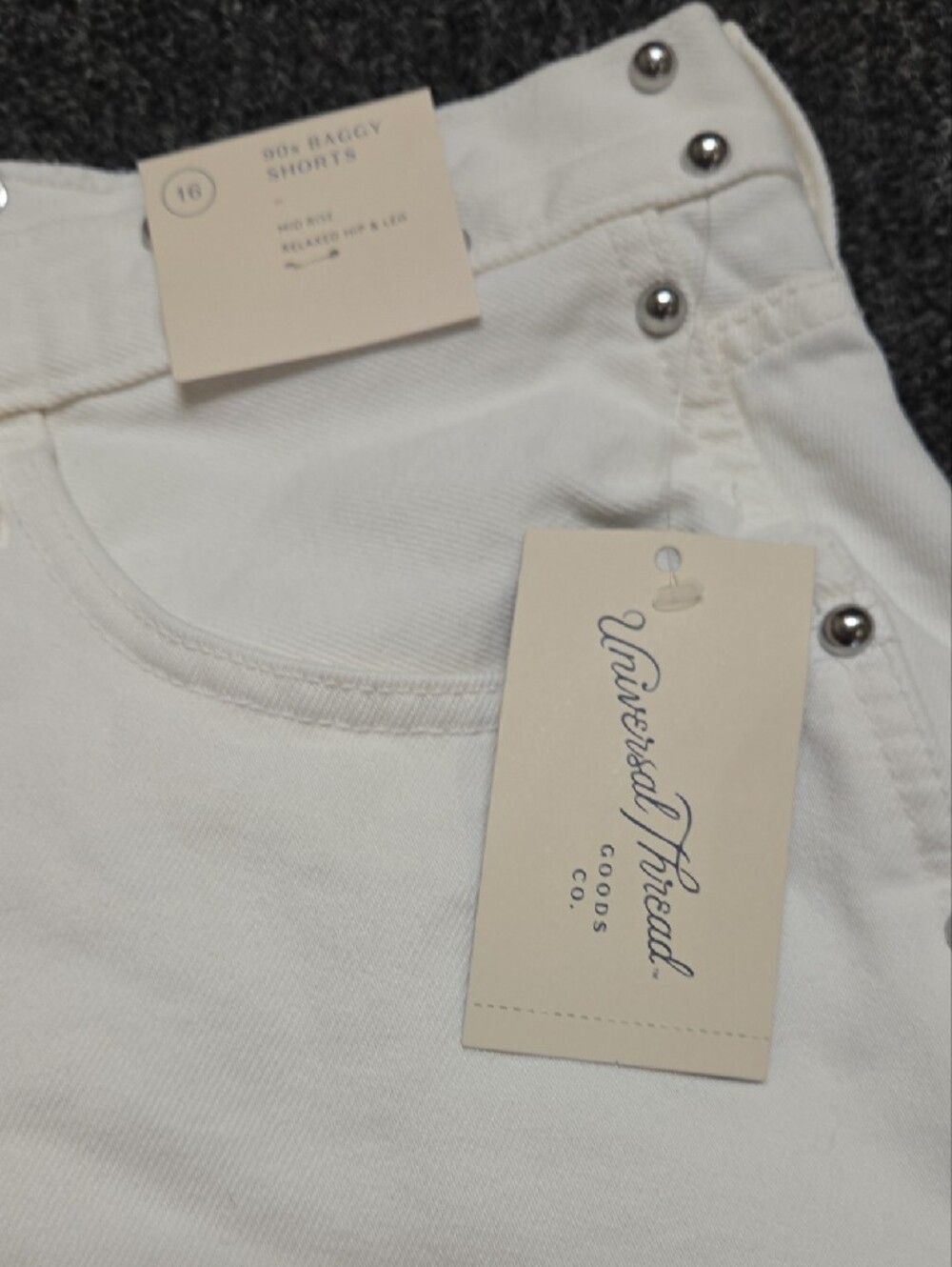 (#2C) Universal Thread White Denim Shorts with Silver Studs - Picture 2 of 8
